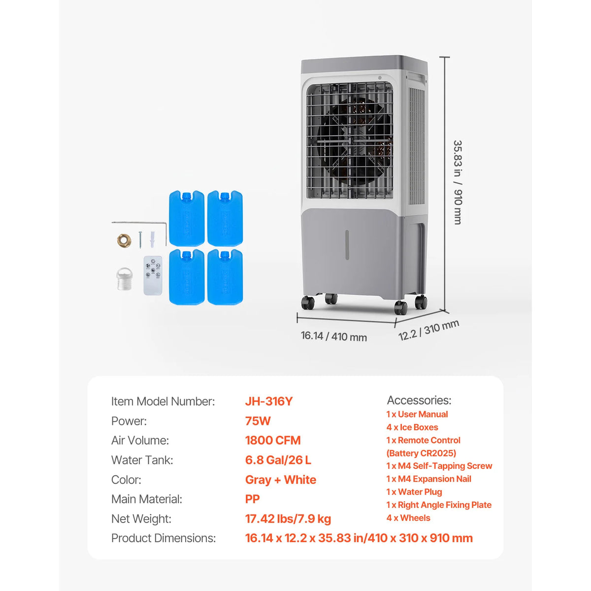 SucceBuy Evaporative Air Cooler With Remote Control And Timer