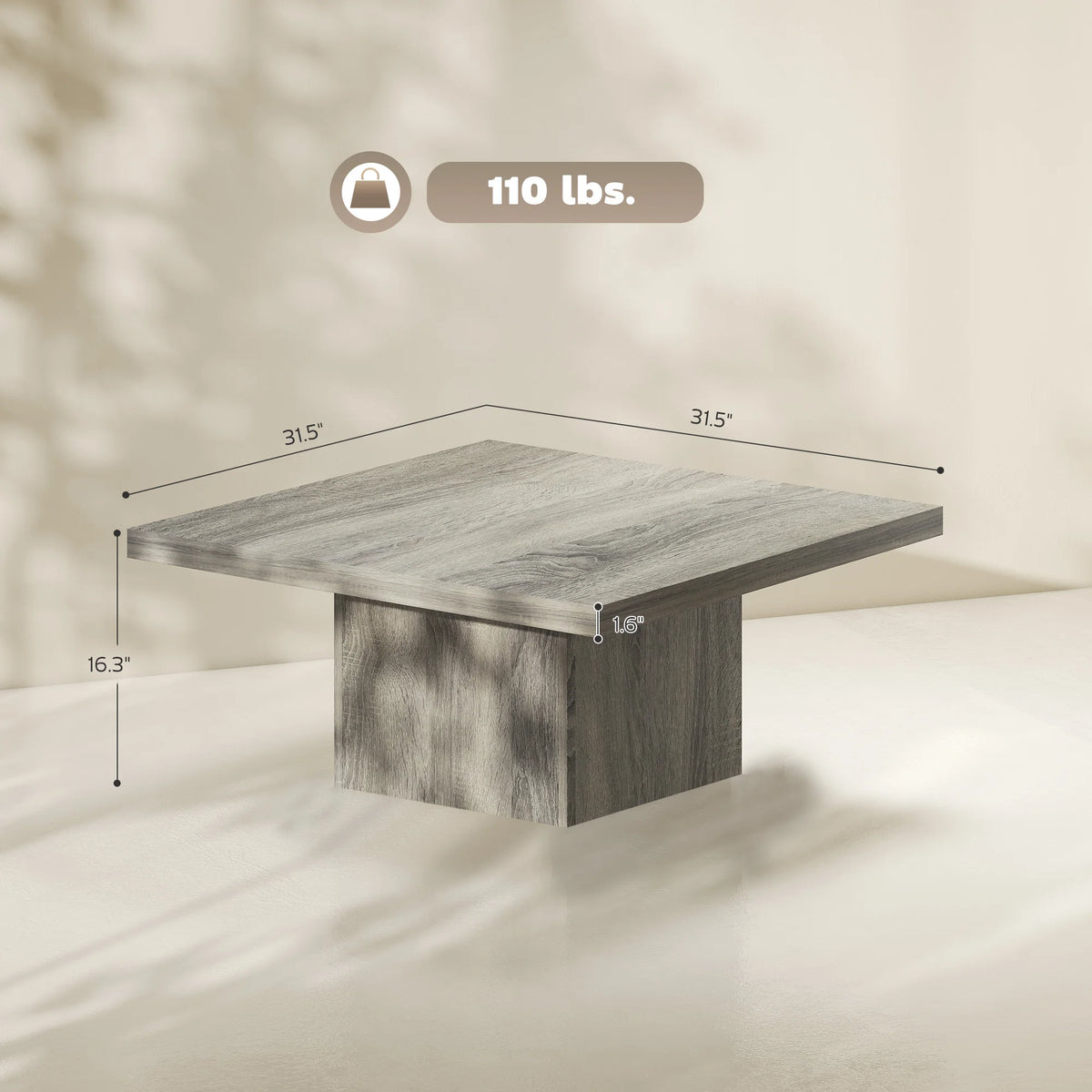 HOMCOM Modern Wood Square Coffee Table With Minimalist Design