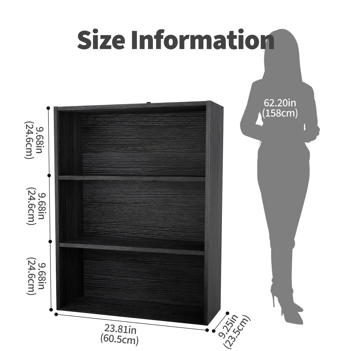 MCQ Wooden Bookshelf With Graduated Shelves For Home Storage