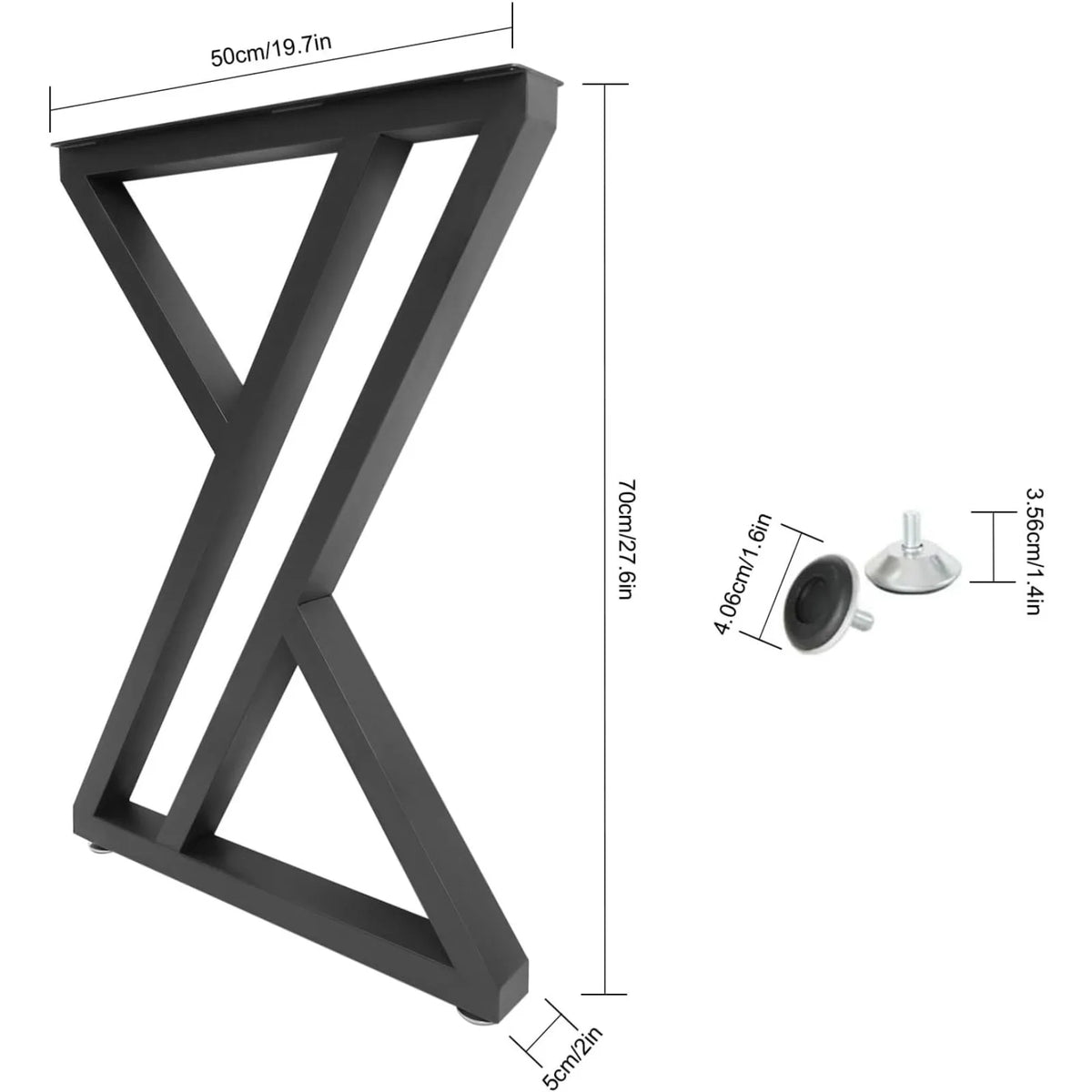 NEW 2 Iron Table Legs, Height 70 X Width 50 Cm, X-shaped, Furniture Legs, 300 Kg, Heavy Load