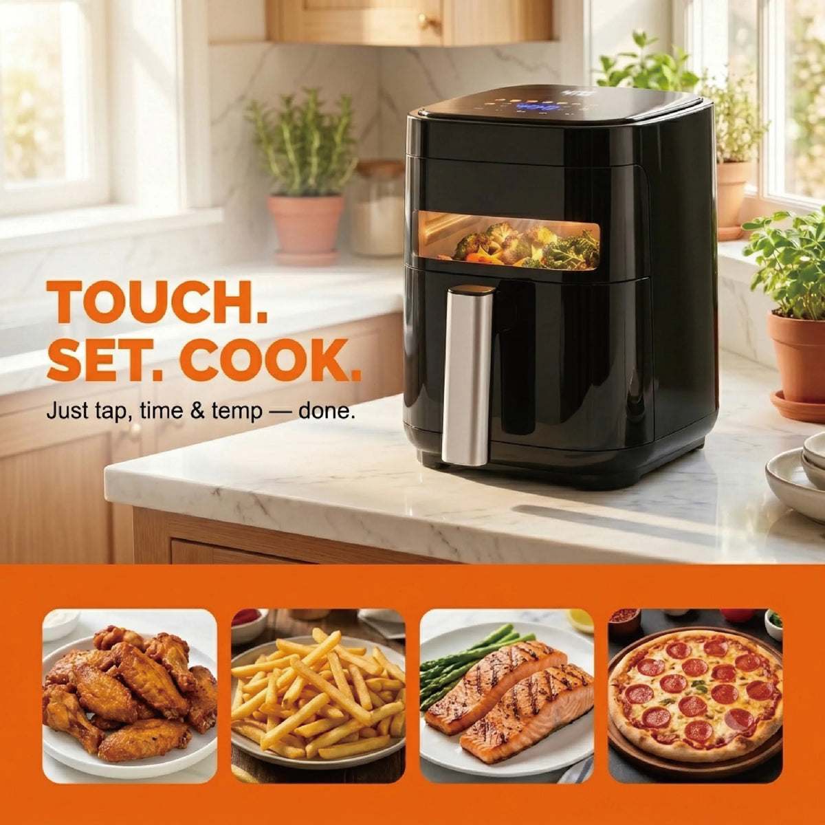 MIRASTON Touchscreen Air Fryer With Viewing Window And Preset Cooking