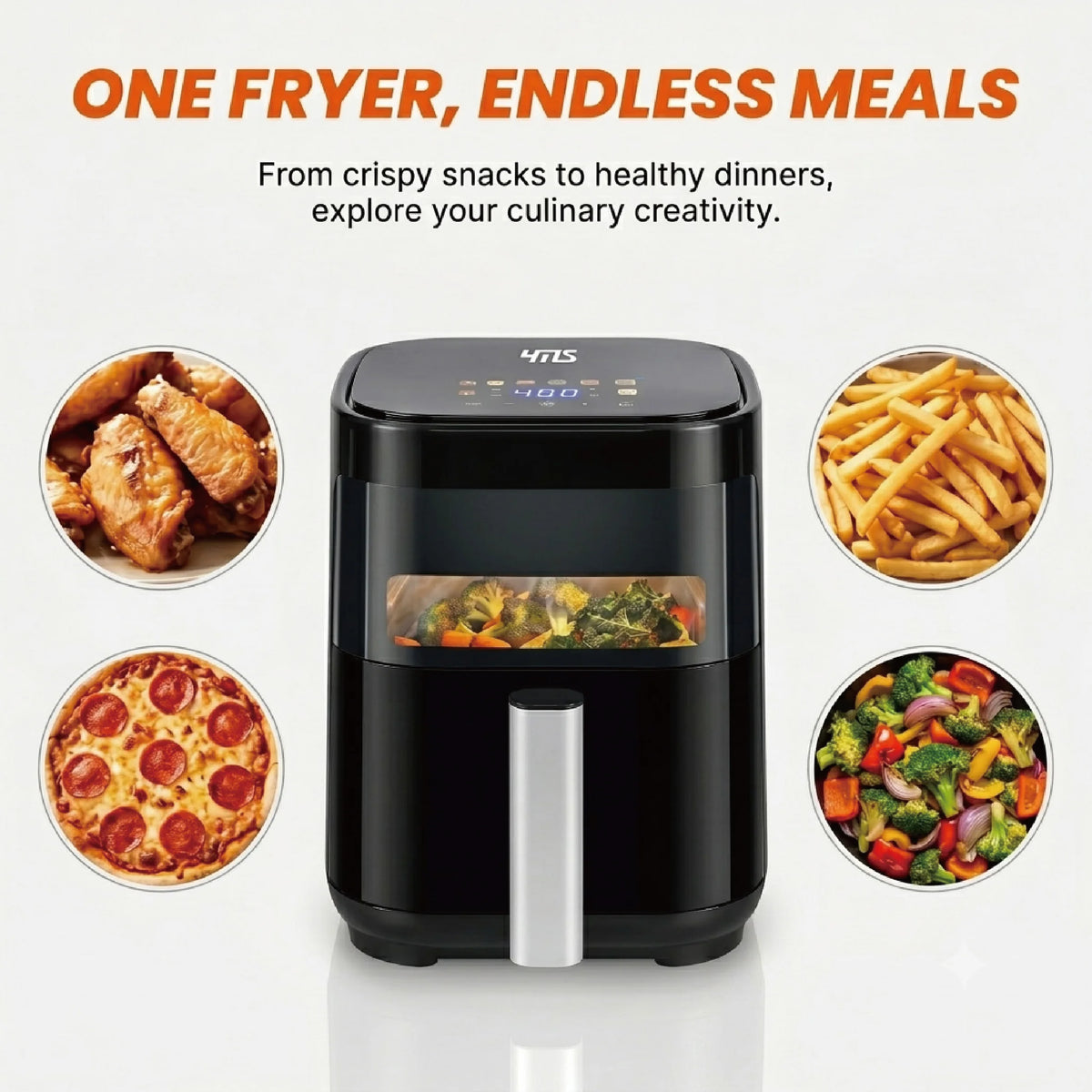 MIRASTON Touchscreen Air Fryer With Viewing Window And Preset Cooking