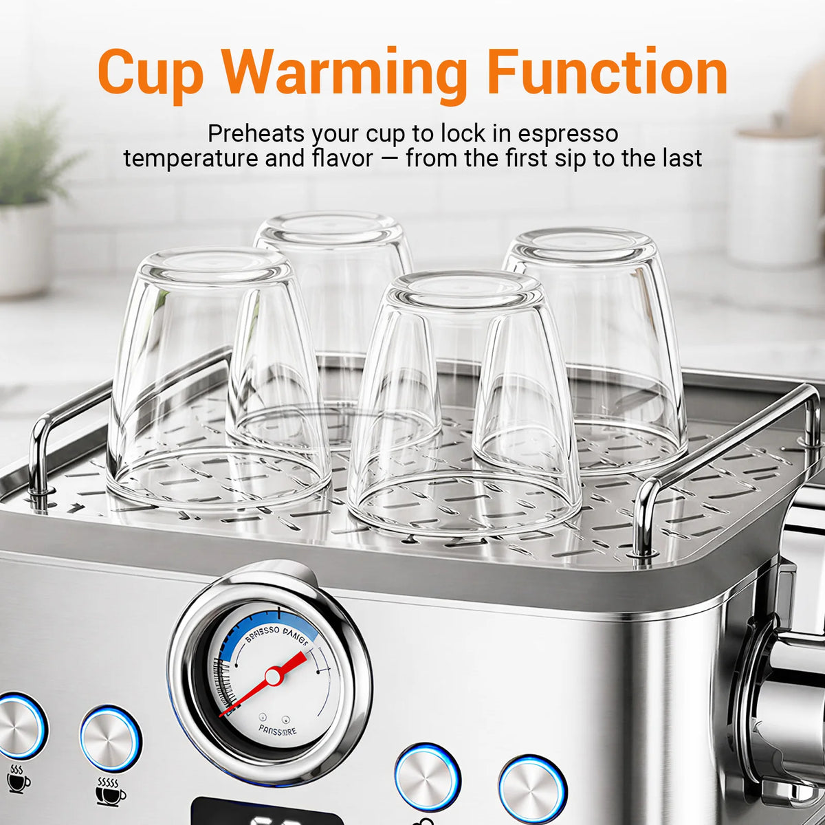 Ultra Espresso Machine With LCD Display And Steam Wand