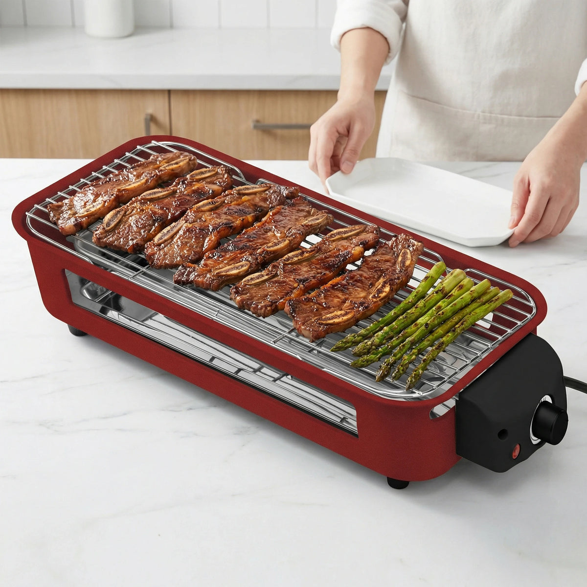 Sumetas Smokeless Electric Grill With Removable Griddle And Rack