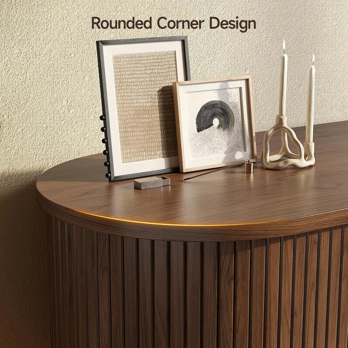 ONBRILL Modern TV Stand with LED Lights and Power Outlet