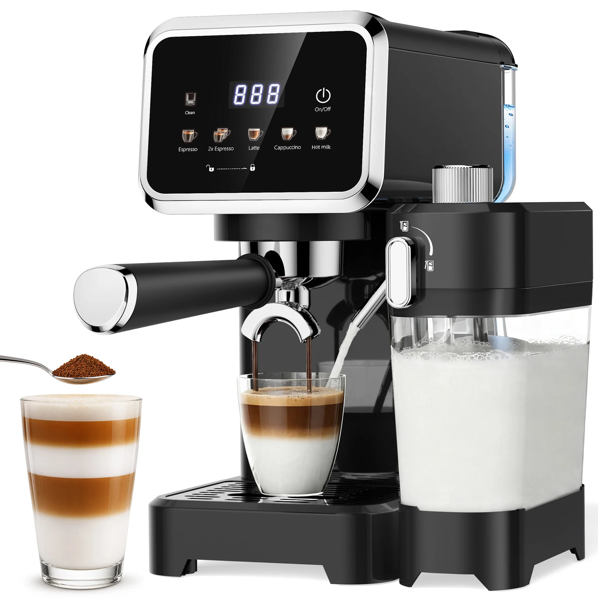 Automatic Milk Frother Espresso Machine With Touchscreen And Dual Boiler