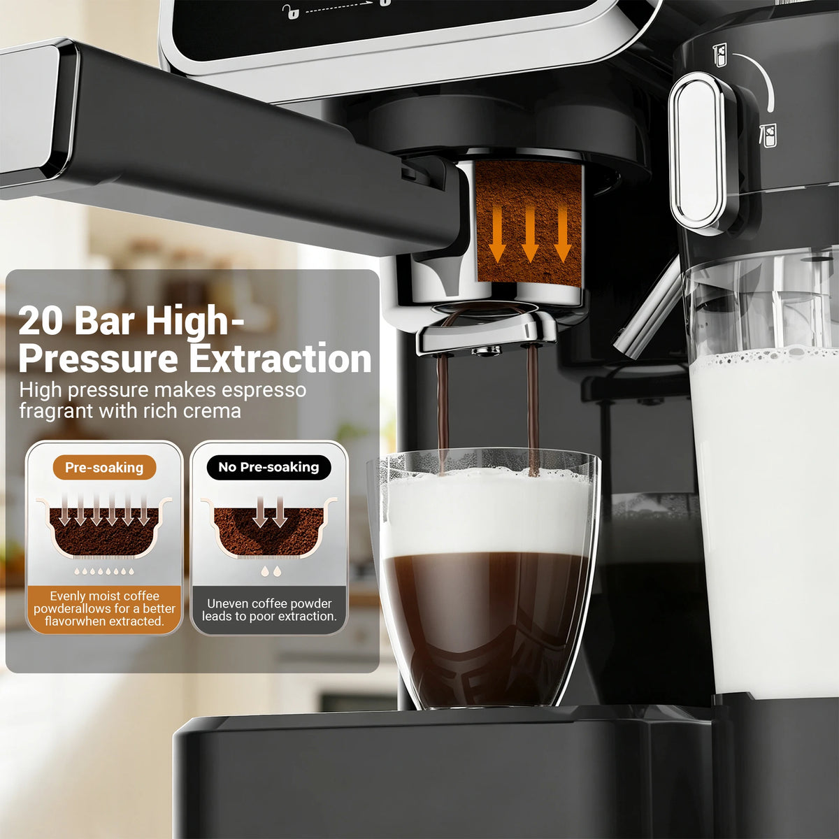 Automatic Milk Frother Espresso Machine With Touchscreen And Dual Boiler