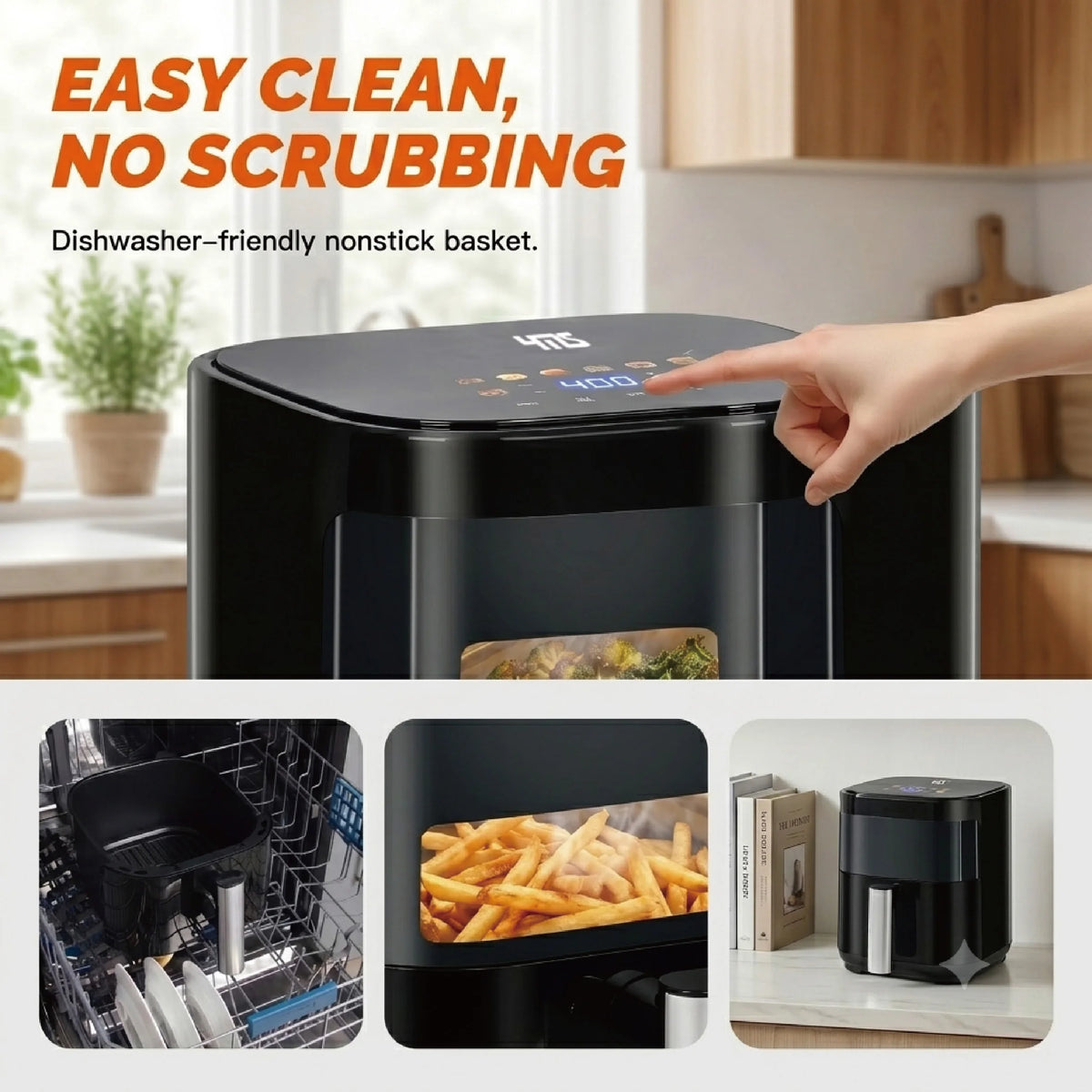 MIRASTON Touchscreen Air Fryer With Viewing Window And Preset Cooking
