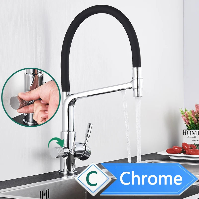 Rozin Three Way Pull Out Kitchen Faucet With Water Filter