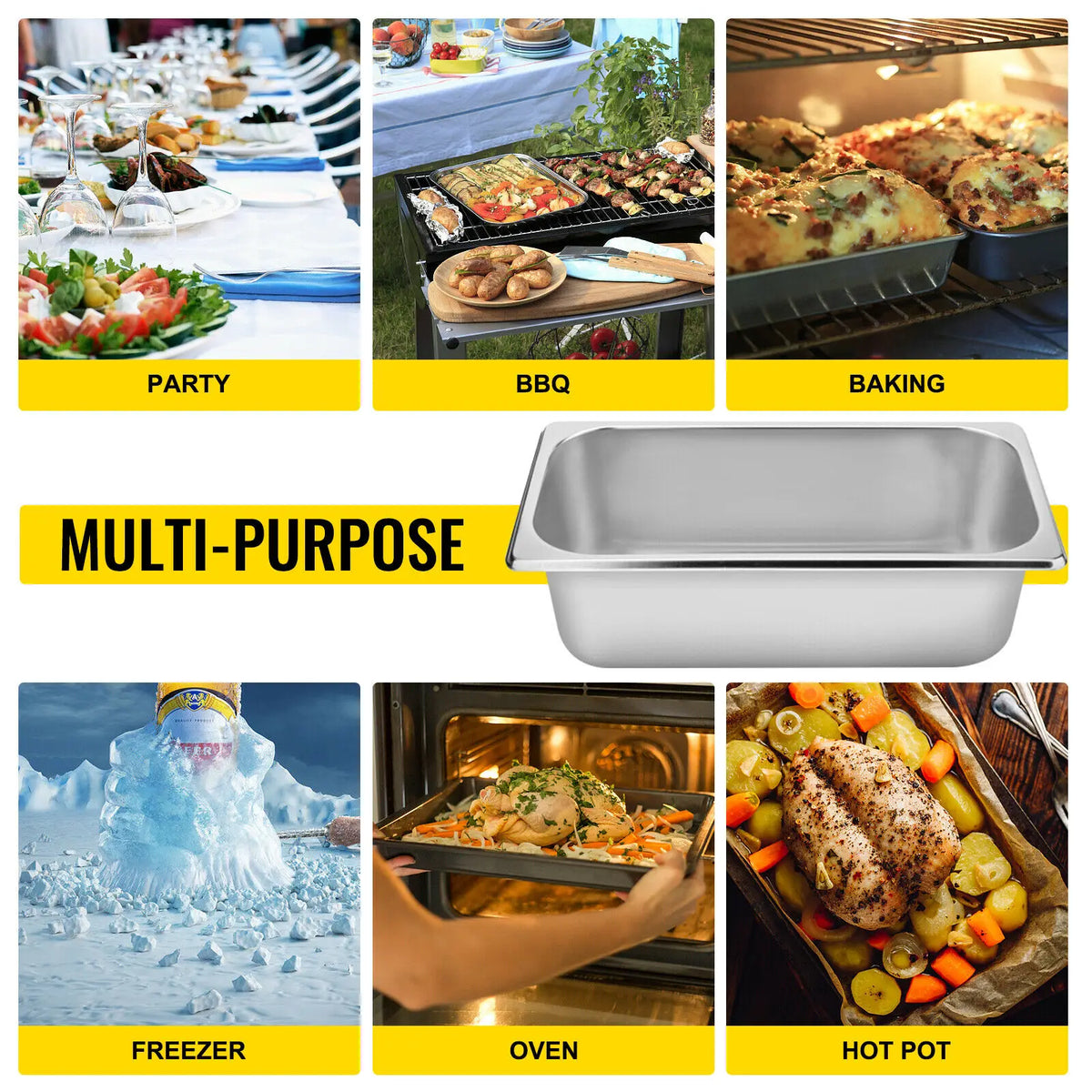 SucceBuy Stainless Steel Buffet Chafing Dishes Steam Table Pans