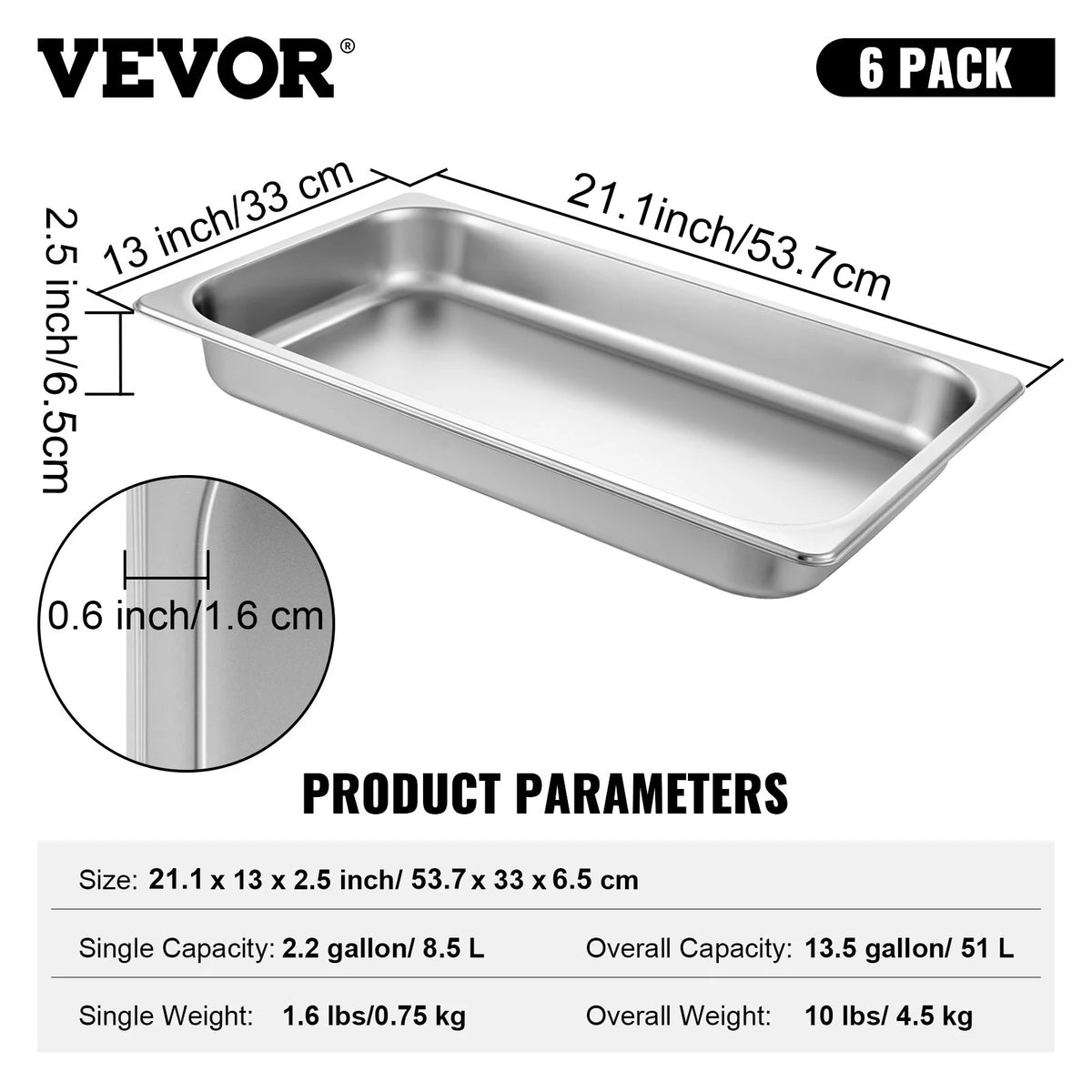 SucceBuy Stainless Steel Buffet Chafing Dishes Steam Table Pans