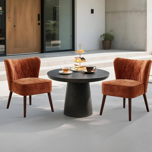 Office Reception Room Chair Mid-Century Modern Armless Tufted Fabric Accent Chair, Ergonomic Upholstered Single Lounge Sofa with Solid Wood Legs for Home Living Room Bedroom, Brown