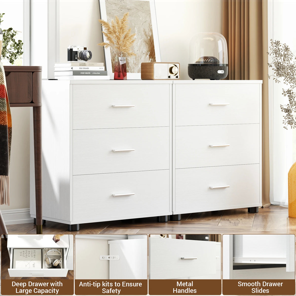 Aheaplus Wooden Drawer Storage Cabinet For Bedroom And Home Organization