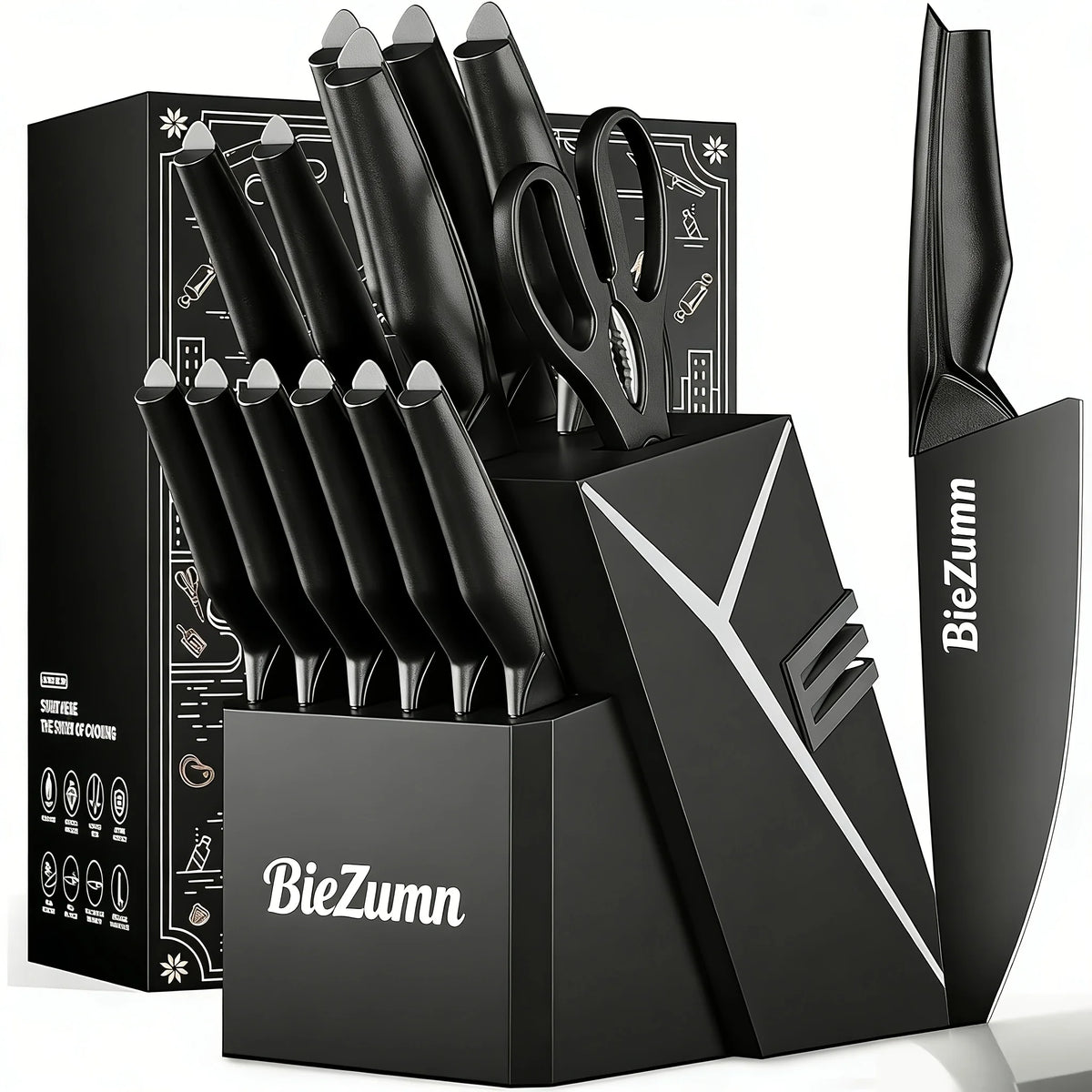 Stainless Steel Kitchen Knife Set With Ergonomic Handles