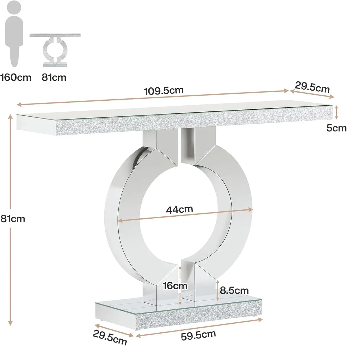 Tribesigns Modern Mirrored Console Table for Entryway and Living Room