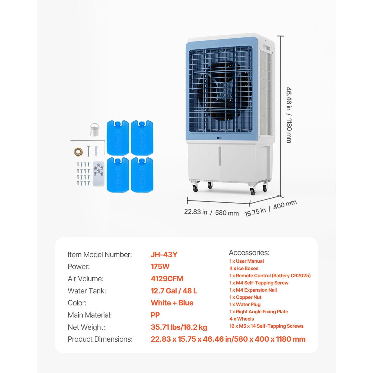 SucceBuy Evaporative Air Cooler With Remote Control And Timer