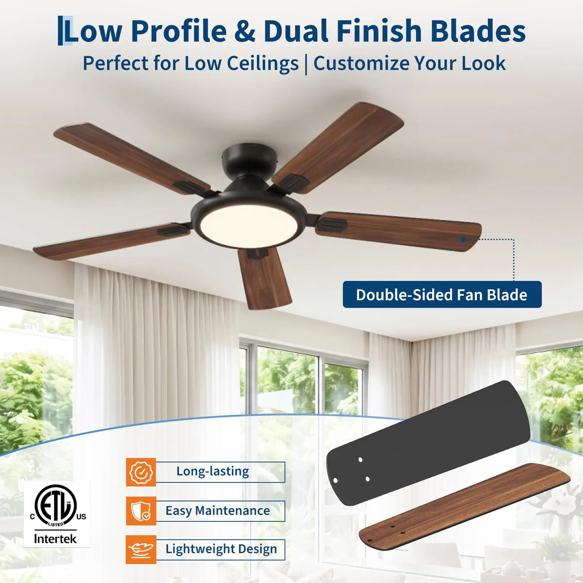 Adoolla Smart Ceiling Fan With Lights Alexa WiFi Remote