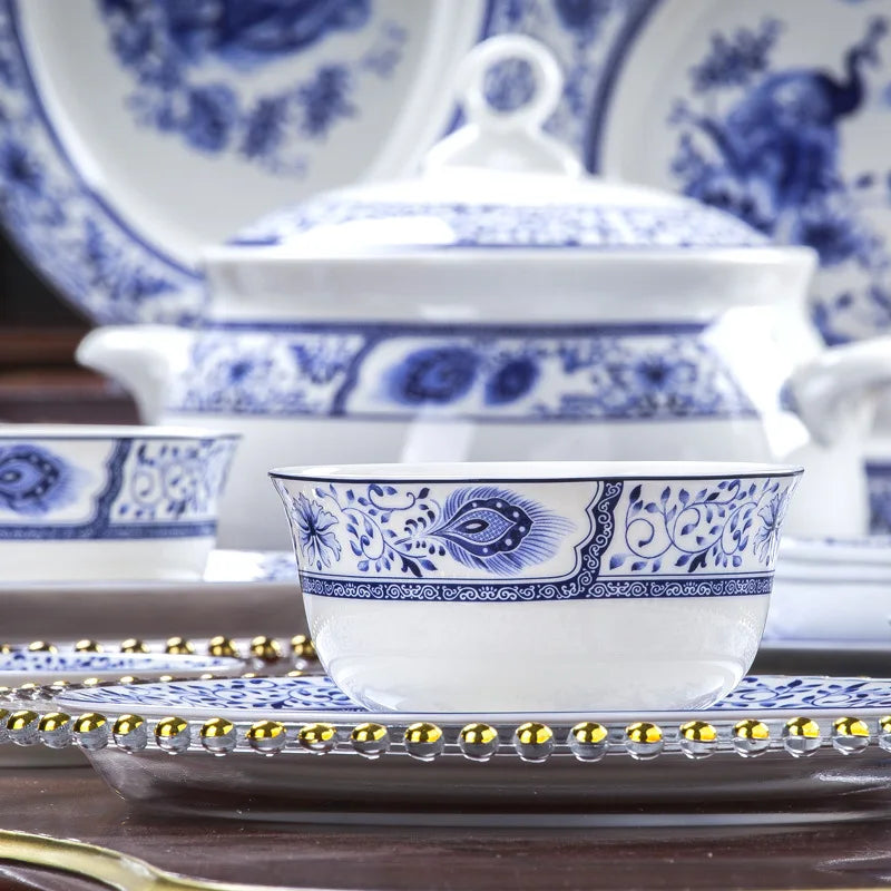 GuMiGD Jingdezhen Bone China Dinnerware Set With Bowls And Plates