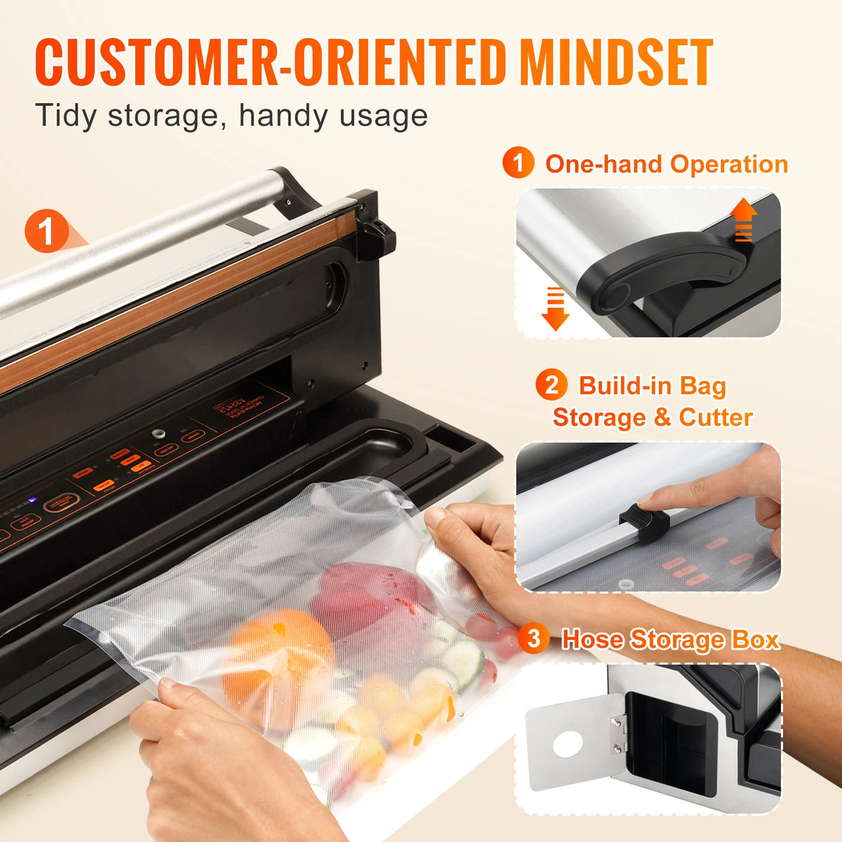 SucceBuy Commercial Automatic Food Vacuum Sealer With Roll Storage