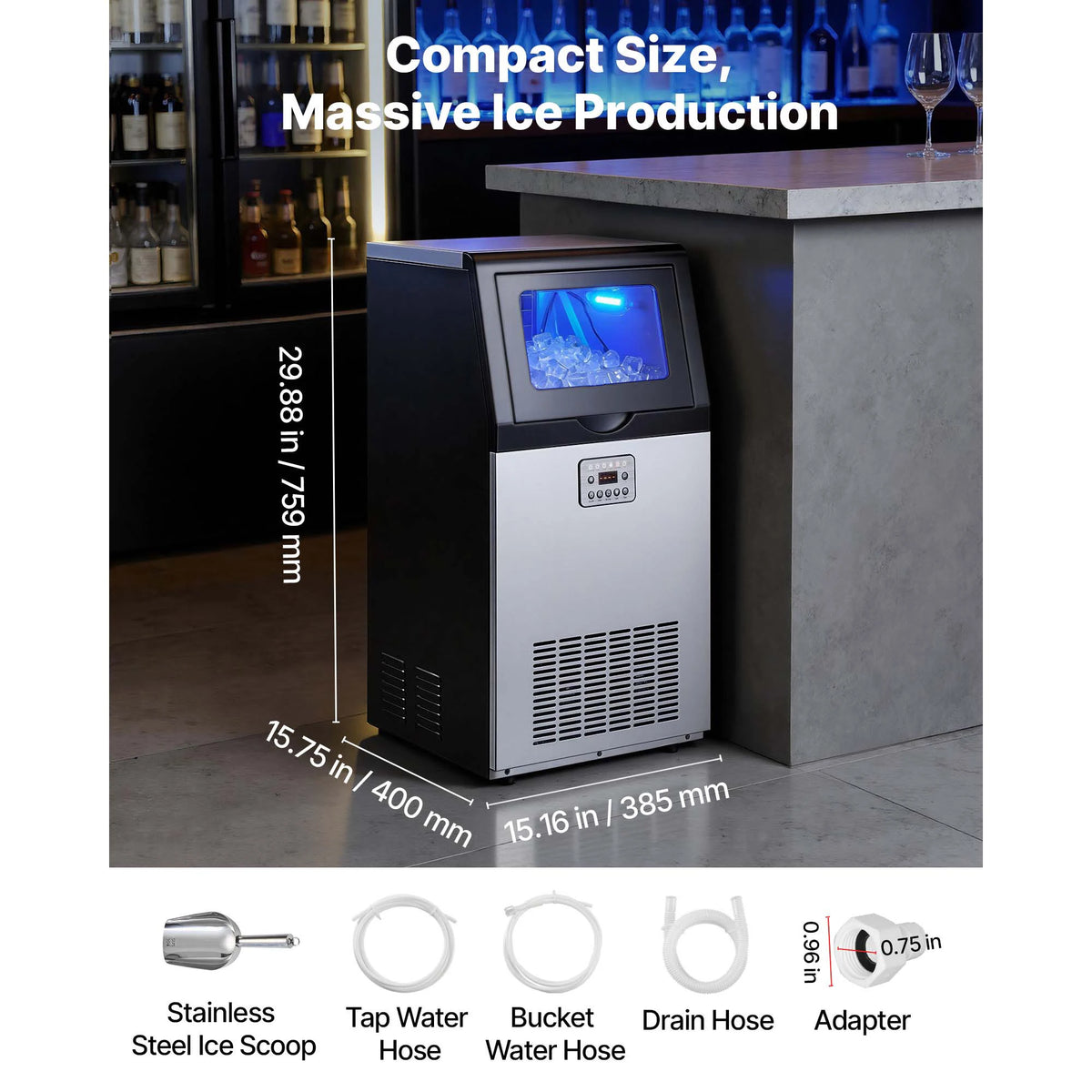 SucceBuy Commercial Ice Maker for Built In or Freestanding Use