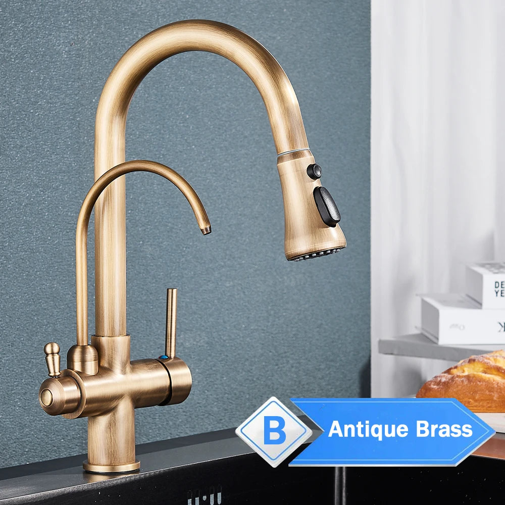Rozin Three Way Pull Out Kitchen Faucet With Water Filter