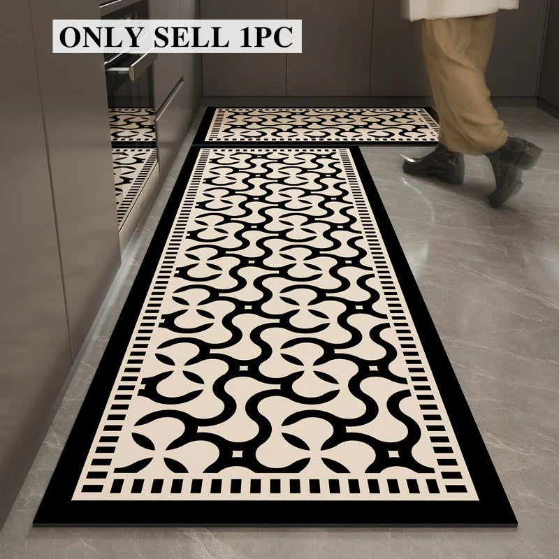 Kitchen Floor Mat PVC Leather Waterproof Non-slip Carpet  Retro Style Rug Long Oil-proof Foot Mats Home Decoration Rugs 주방 카펫