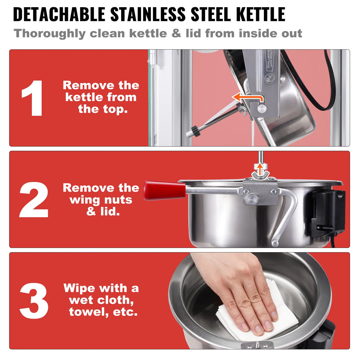 SucceBuy Commercial Countertop Popcorn Maker With Tempered Glass Kettle