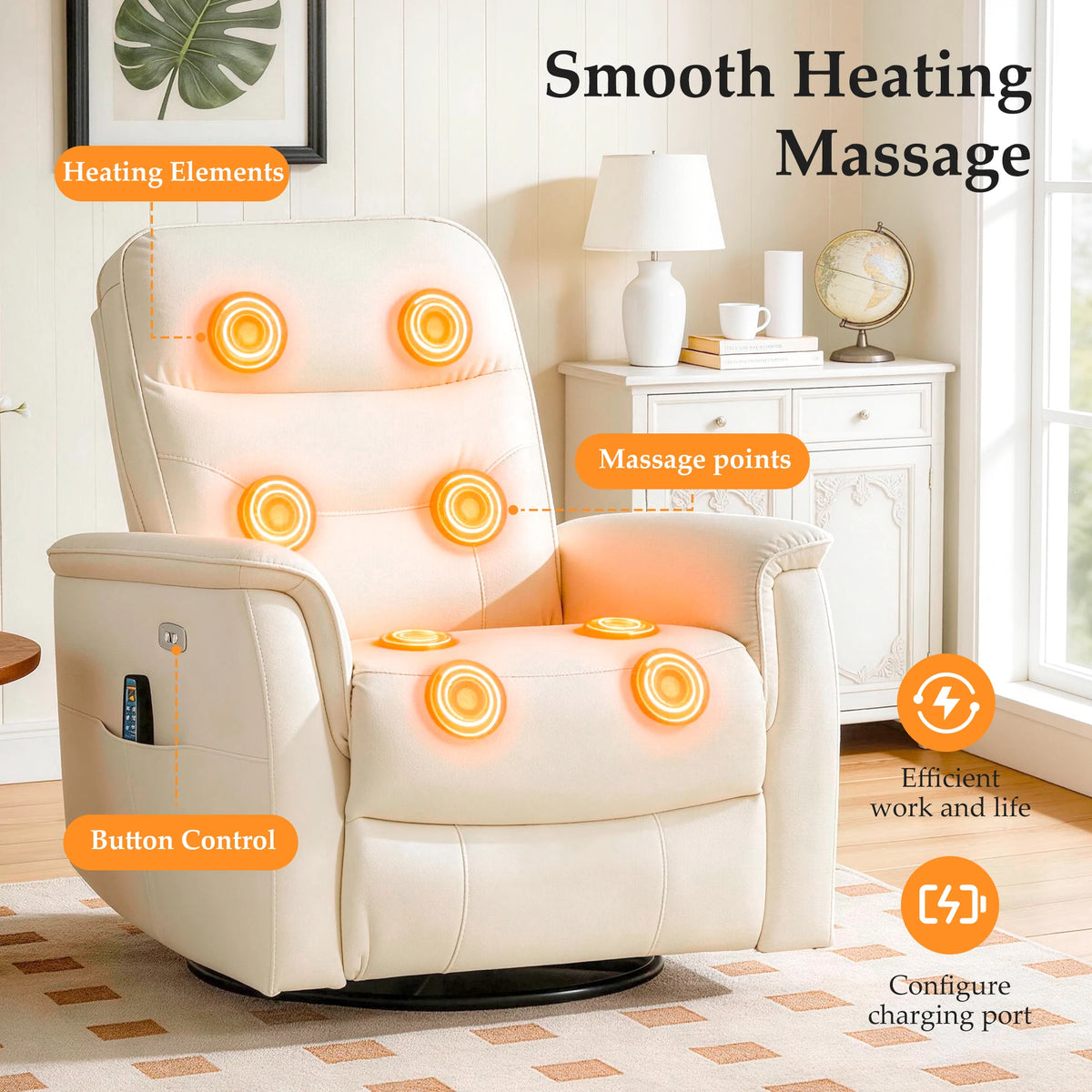 KERDOM Power Lift Recliner Chair With Massage And Lumbar Heating