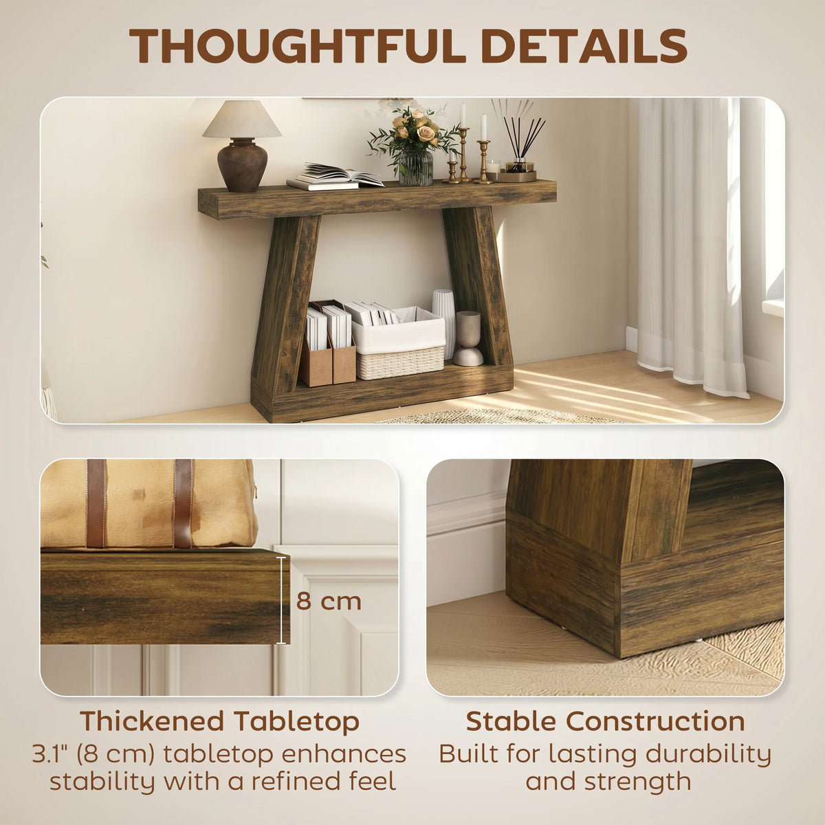 HOMCOM Farmhouse Console Table With Two Tier Storage Shelf