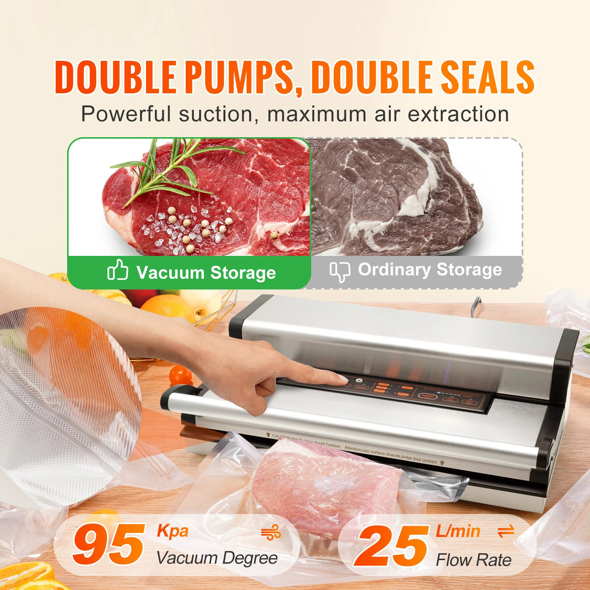 SucceBuy Commercial Automatic Food Vacuum Sealer With Roll Storage