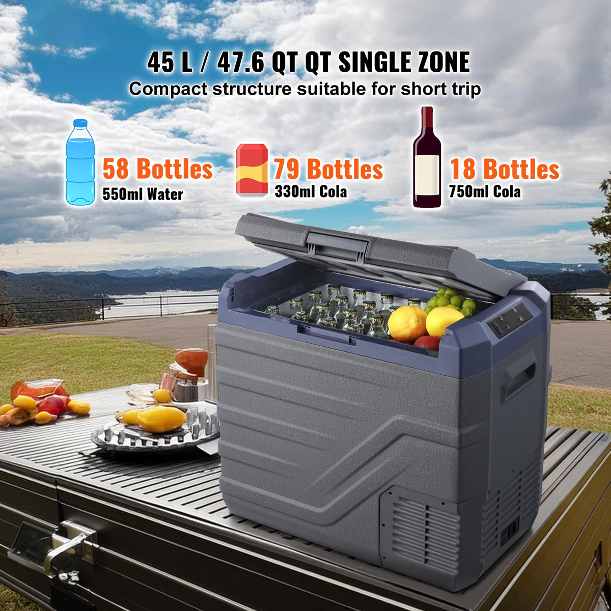 SucceBuy Portable Dual Zone Car Refrigerator Freezer With Compressor