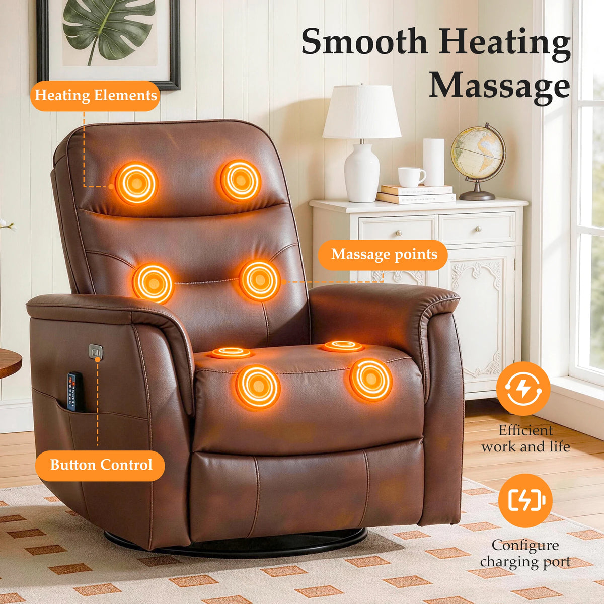 KERDOM Power Lift Recliner Chair With Massage And Lumbar Heating