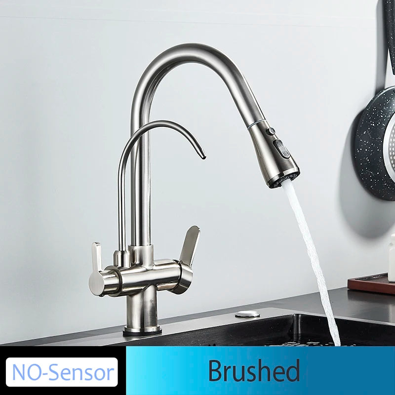 Onyzpily Touch Sensor Pull Out Kitchen Faucet Hot Cold Mixer
