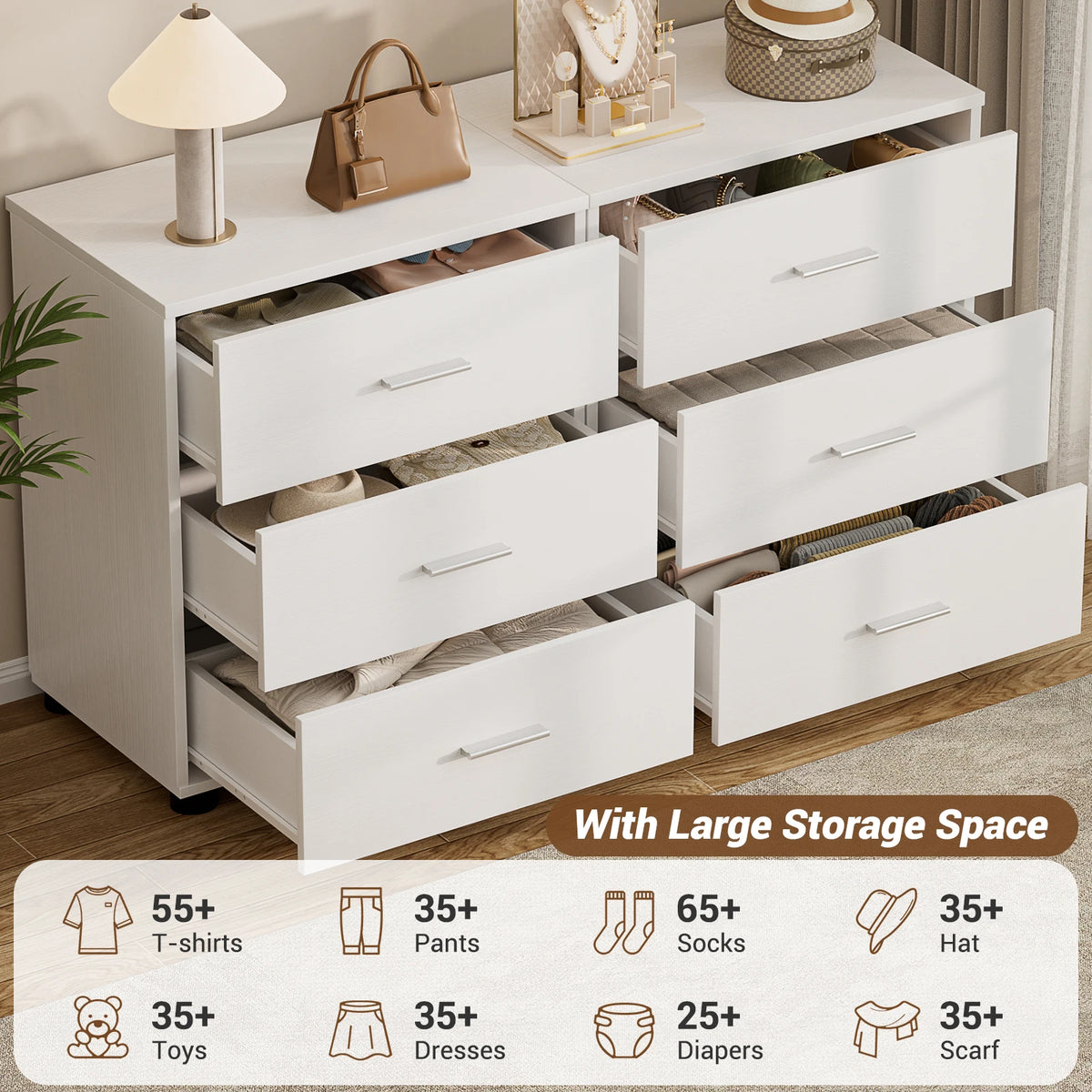 Aheaplus Wooden Drawer Storage Cabinet For Bedroom And Home Organization