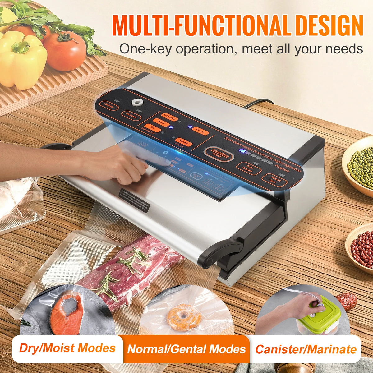 SucceBuy Commercial Automatic Food Vacuum Sealer With Roll Storage