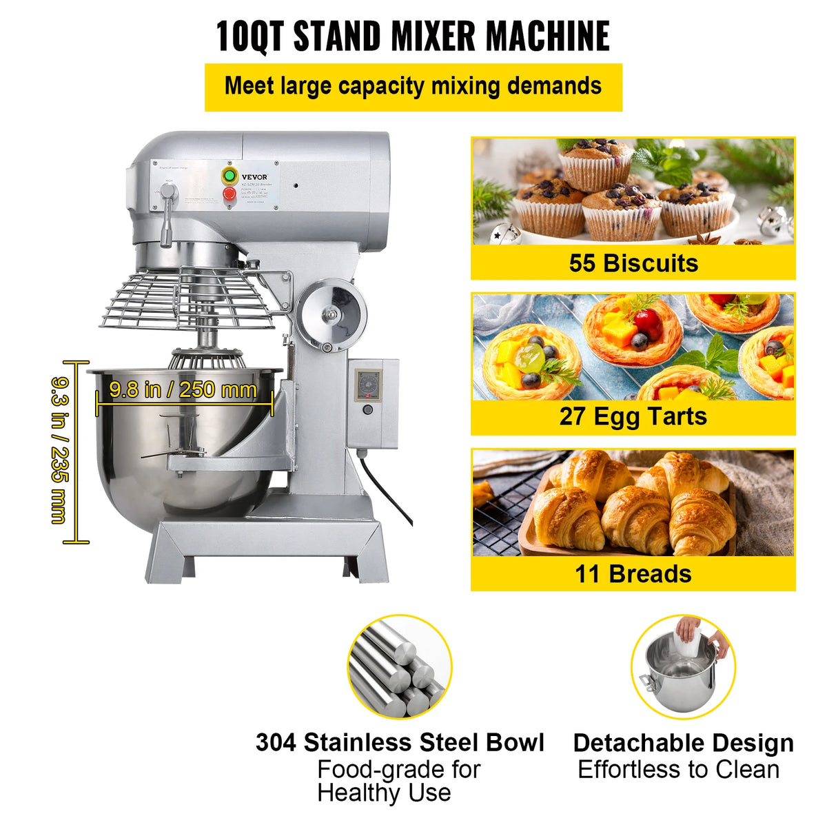 SucceBuy Commercial Food Mixer With Three Speed Settings