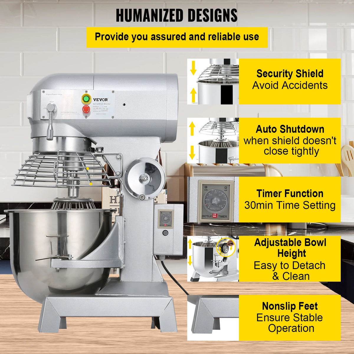 SucceBuy Commercial Food Mixer With Three Speed Settings