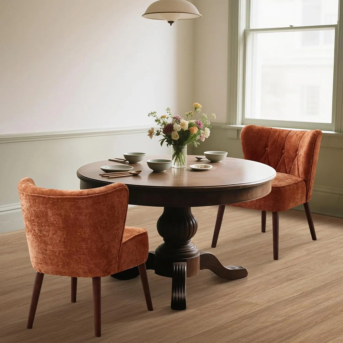 Office Reception Room Chair Mid-Century Modern Armless Tufted Fabric Accent Chair, Ergonomic Upholstered Single Lounge Sofa with Solid Wood Legs for Home Living Room Bedroom, Brown