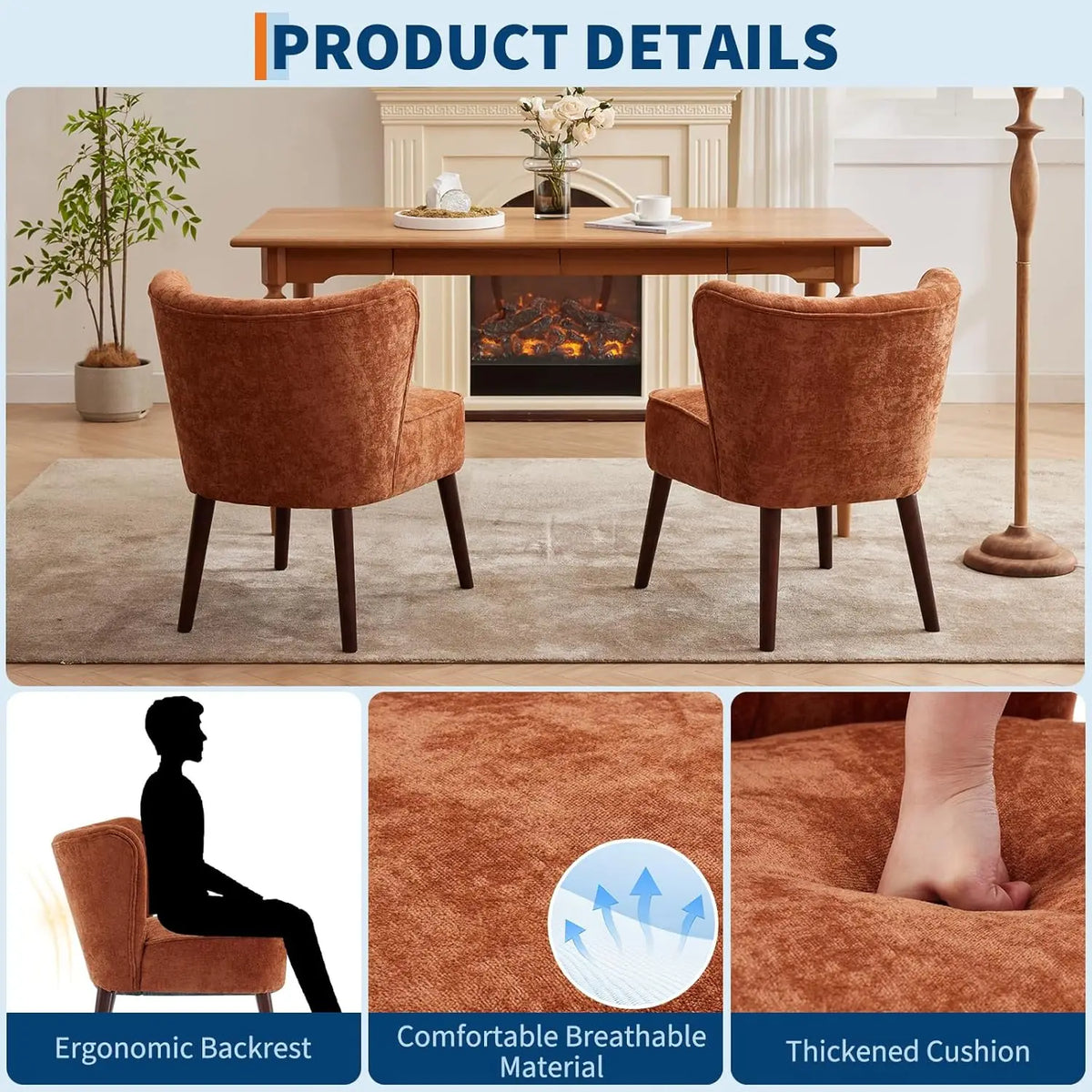 Office Reception Room Chair Mid-Century Modern Armless Tufted Fabric Accent Chair, Ergonomic Upholstered Single Lounge Sofa with Solid Wood Legs for Home Living Room Bedroom, Brown