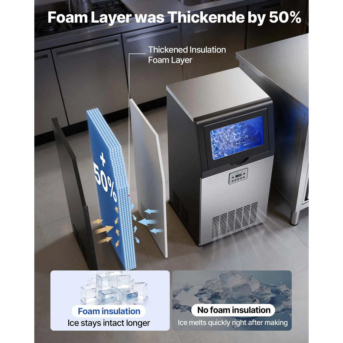 SucceBuy Commercial Ice Maker for Built In or Freestanding Use