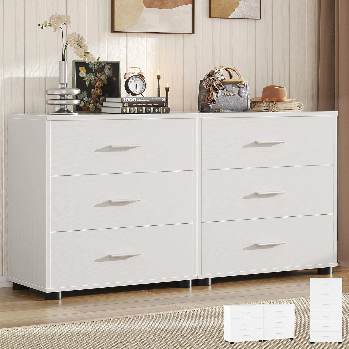 Aheaplus Wooden Drawer Storage Cabinet For Bedroom And Home Organization