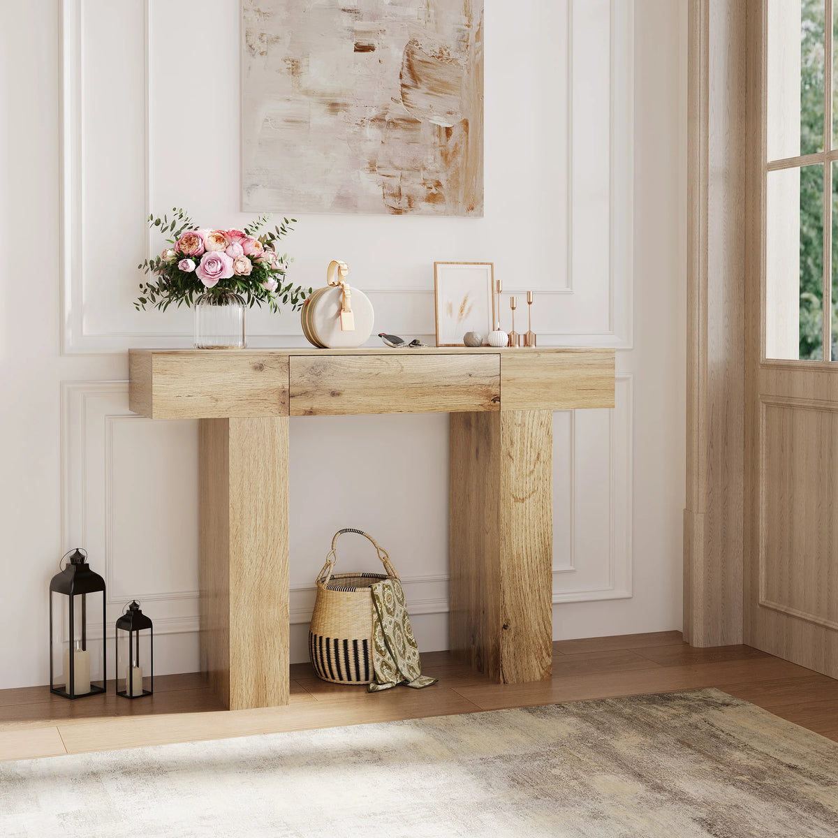 47" Long Console Table with Drawer,Narrow Entryway Table,Charcoal | Wood Rectangular Sofa Table Behind The Couch,TV Stand,Farmhouse Entry Way Tables for Entrance,Hallway,Foyer,Living Room