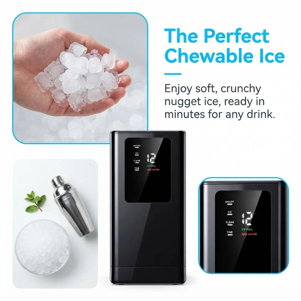 PHILERGO Portable Nugget Ice Maker With Self Cleaning Function
