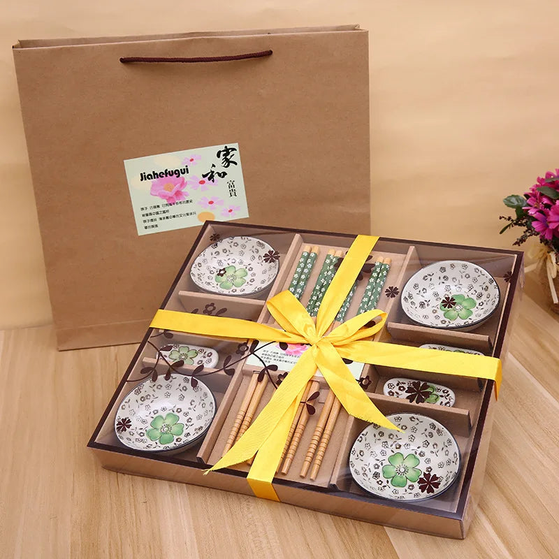 Japanese Cherry Blossom Ceramic Sushi And Sashimi Dish Set