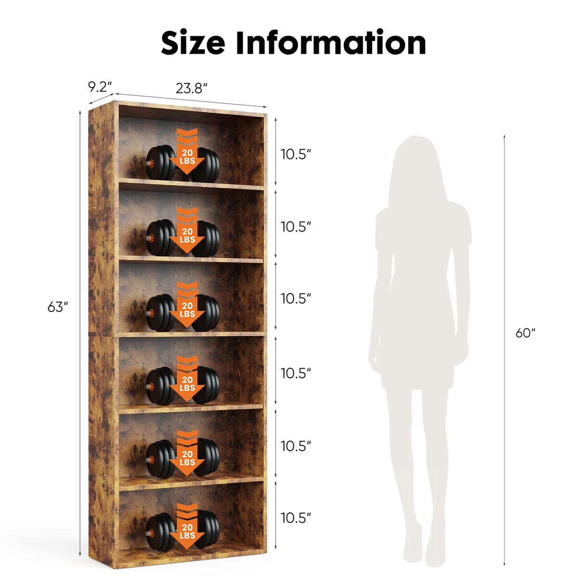 JHK Modern Wooden Bookcase With Open Shelf Storage