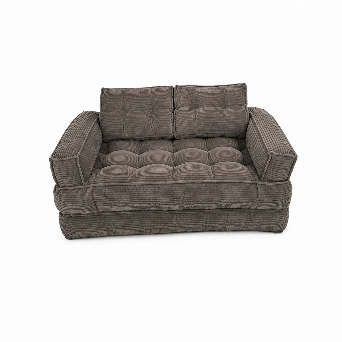 51" Modular Corduroy Floor Couch with Chaise, 2-in-1 Boneless Convertible Sofa Bed, Lazy Double Loveseat with Armrests for Living Room, Apartment & Game Room