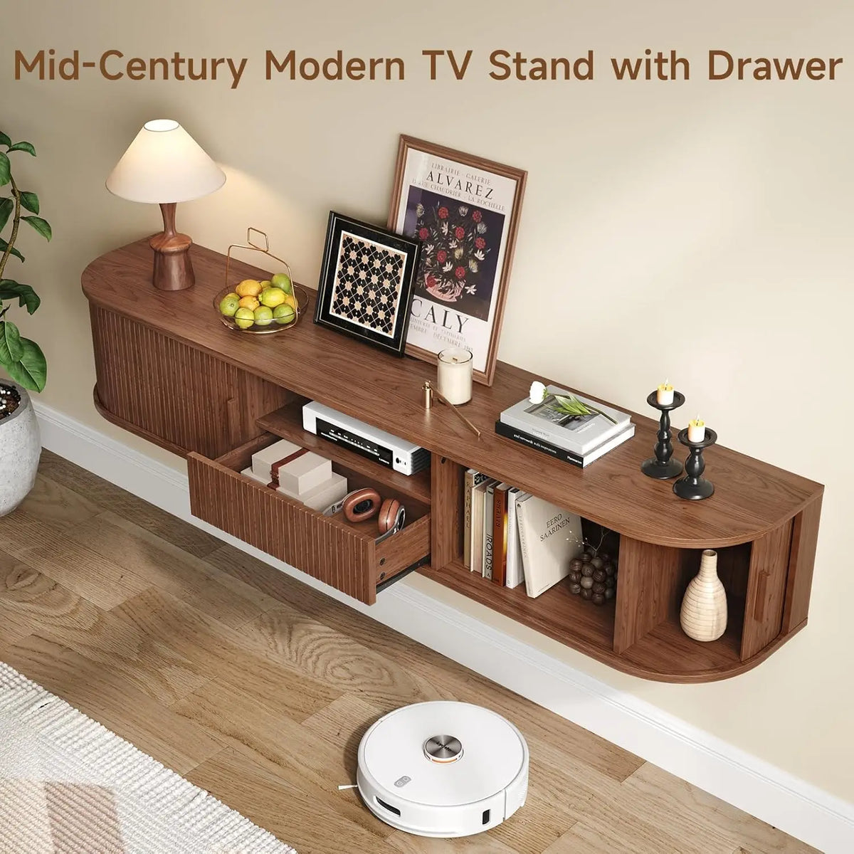 ONBRILL Smart Floating TV Stand With LED Lights And Power