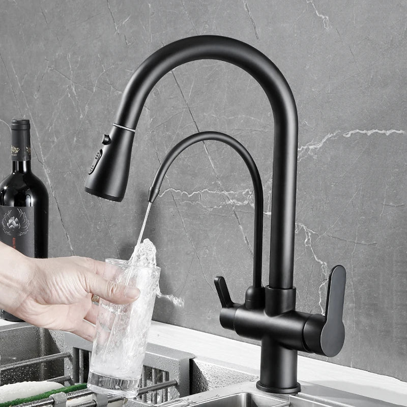 Onyzpily Touch Sensor Pull Out Kitchen Faucet Hot Cold Mixer
