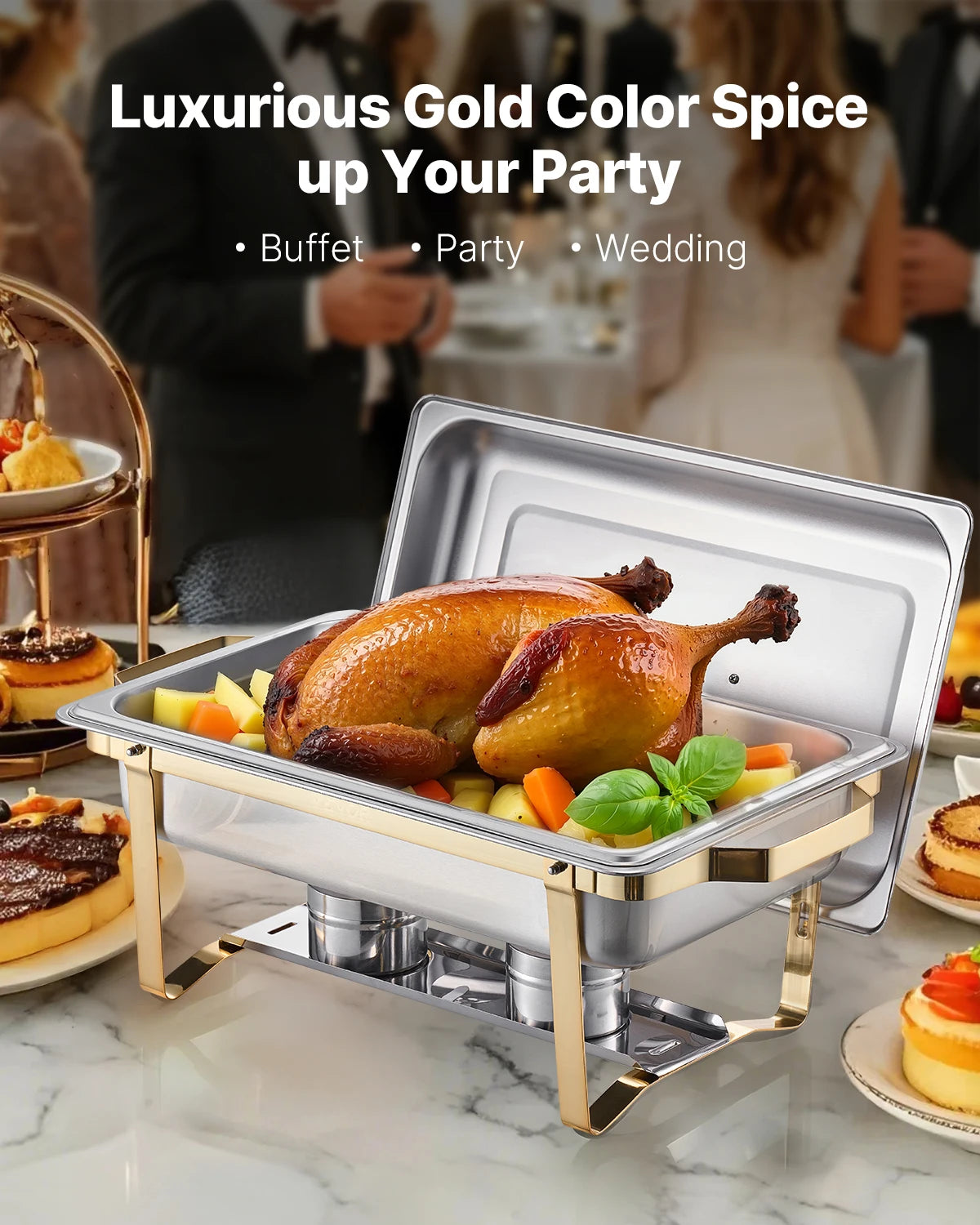SucceBuy Stainless Steel Chafing Dish Buffet Set with Serving Pans