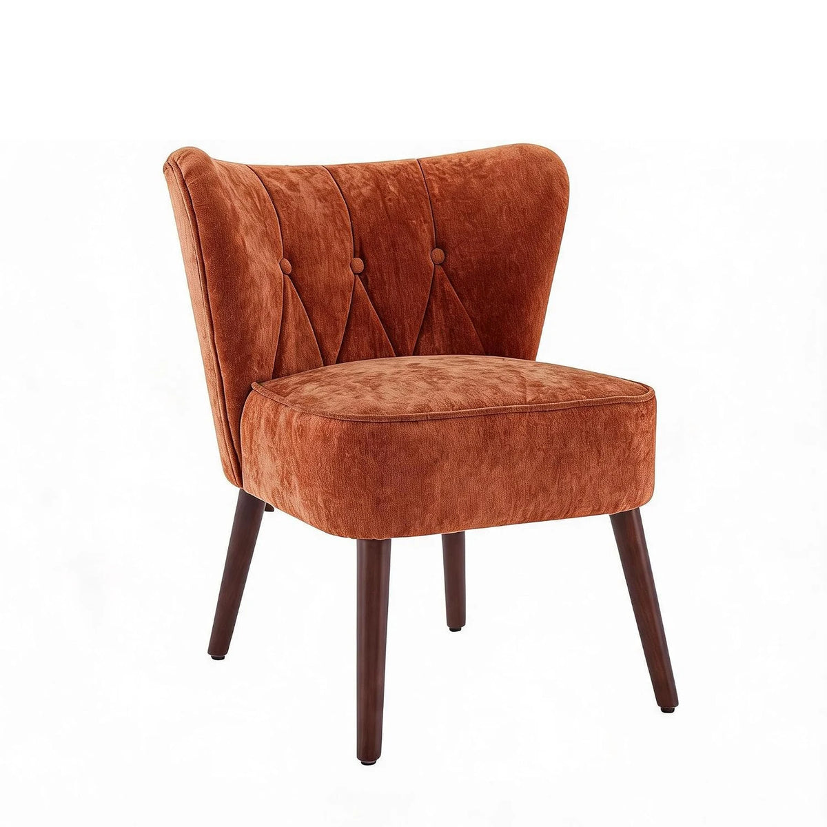 Office Reception Room Chair Mid-Century Modern Armless Tufted Fabric Accent Chair, Ergonomic Upholstered Single Lounge Sofa with Solid Wood Legs for Home Living Room Bedroom, Brown
